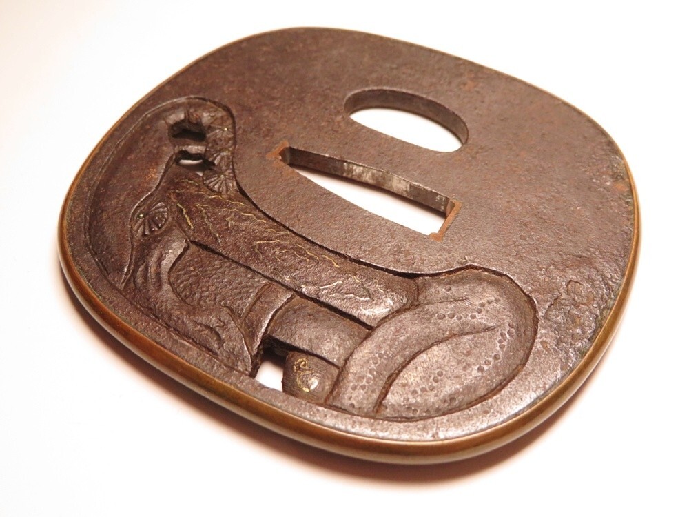 [11045] меч принадлежности Edo ~ Meiji красный медь Tang человек .. гарда меча ( первый товар * покупка товар )