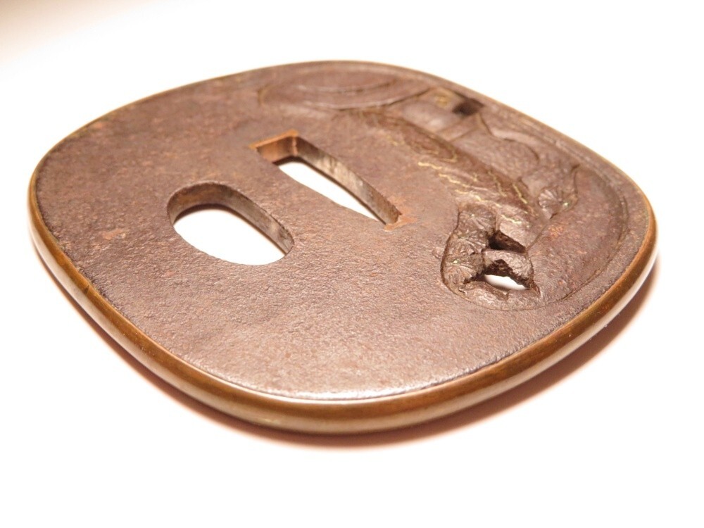 [11045] меч принадлежности Edo ~ Meiji красный медь Tang человек .. гарда меча ( первый товар * покупка товар )