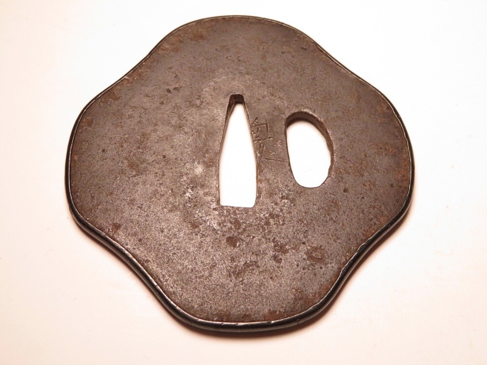 [11059] меч принадлежности Edo ~ Meiji металлический земля Zaimei flat удар гарда меча ( первый товар * покупка товар )