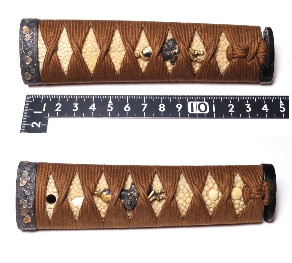 [10832] Edo ~ Meiji времена меч принадлежности красный медь земля рисунок ( первый товар * покупка товар )