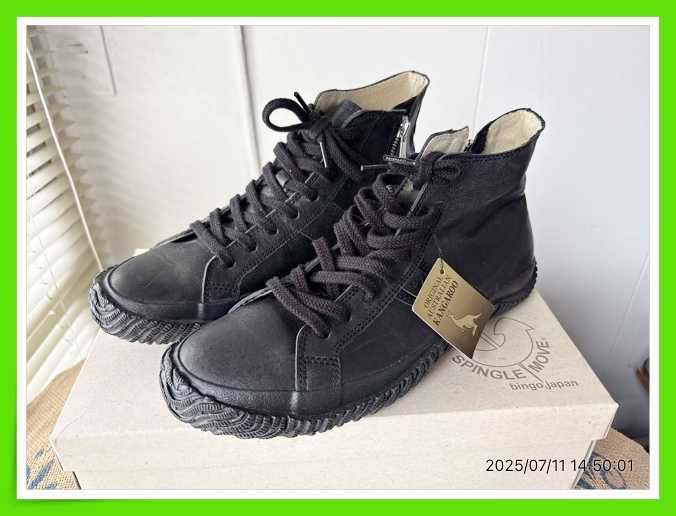 限定品 スピングルムーブ ファスナー付きのカンガルーレザーハイカット SP-443 Black サイズS(24.5cm) _画像1