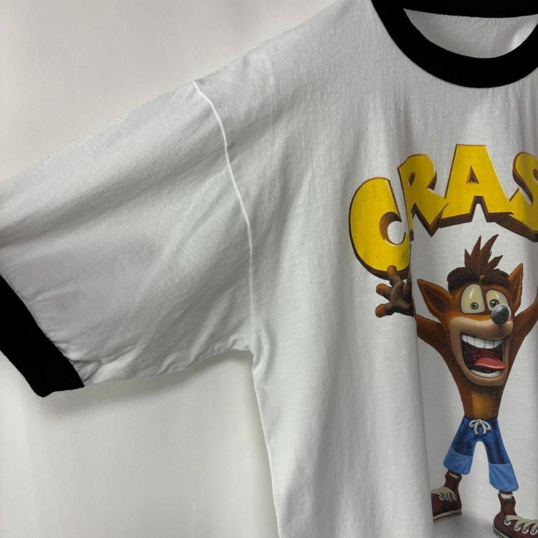クラッシュ・バンディクー　リンガーTシャツ ホワイト　Lサイズ　トリムT　古着_画像3