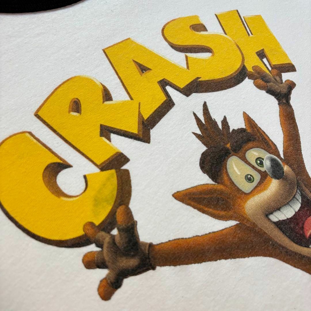 クラッシュ・バンディクー　リンガーTシャツ ホワイト　Lサイズ　トリムT　古着_画像7