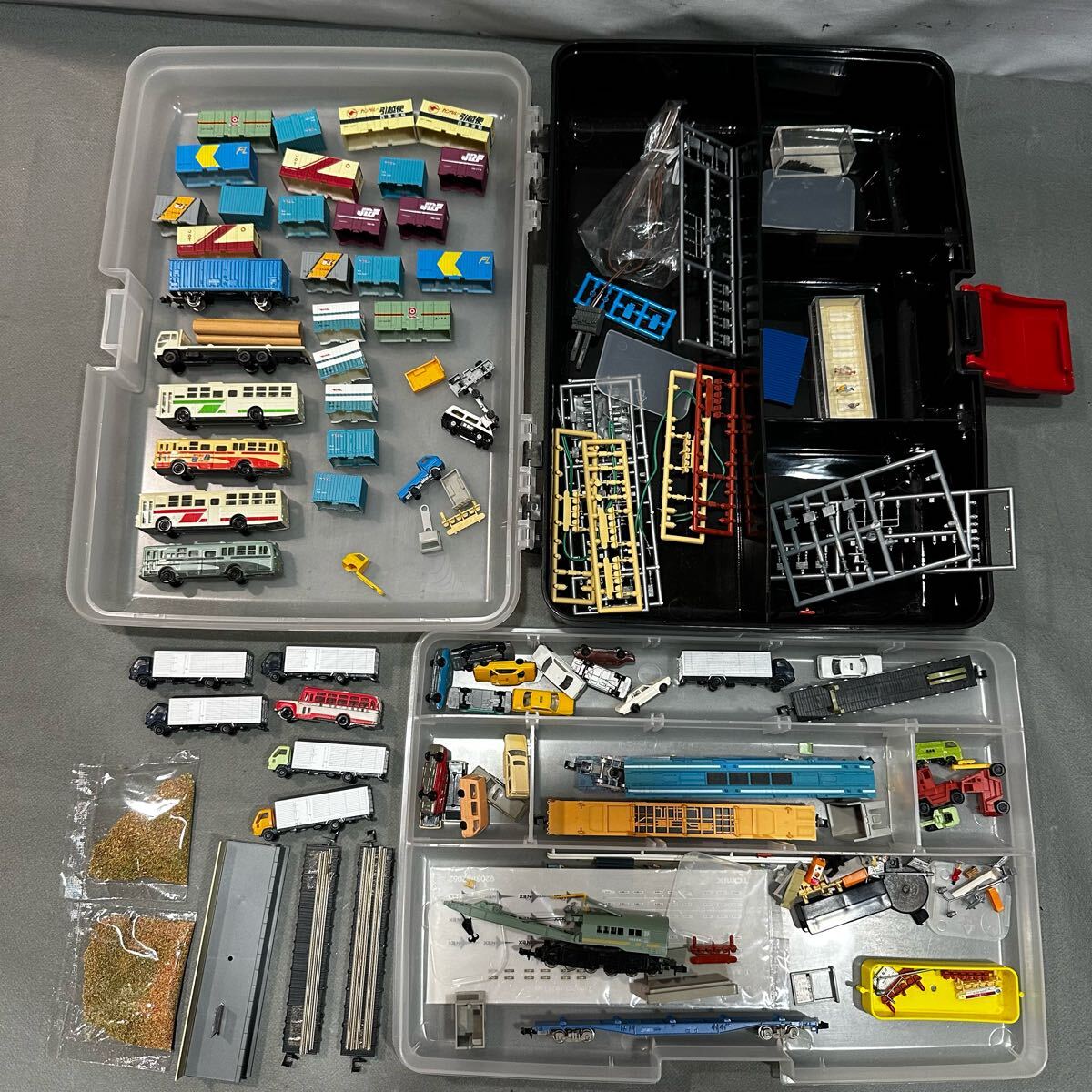 Nゲージ 用 トラック 自動車 乗用車 TOMIX トミックス JR貨車 ソ80形・グリーン 貨物車両用コンテナ など 鉄道模型 情景部品 大量 ケース付
