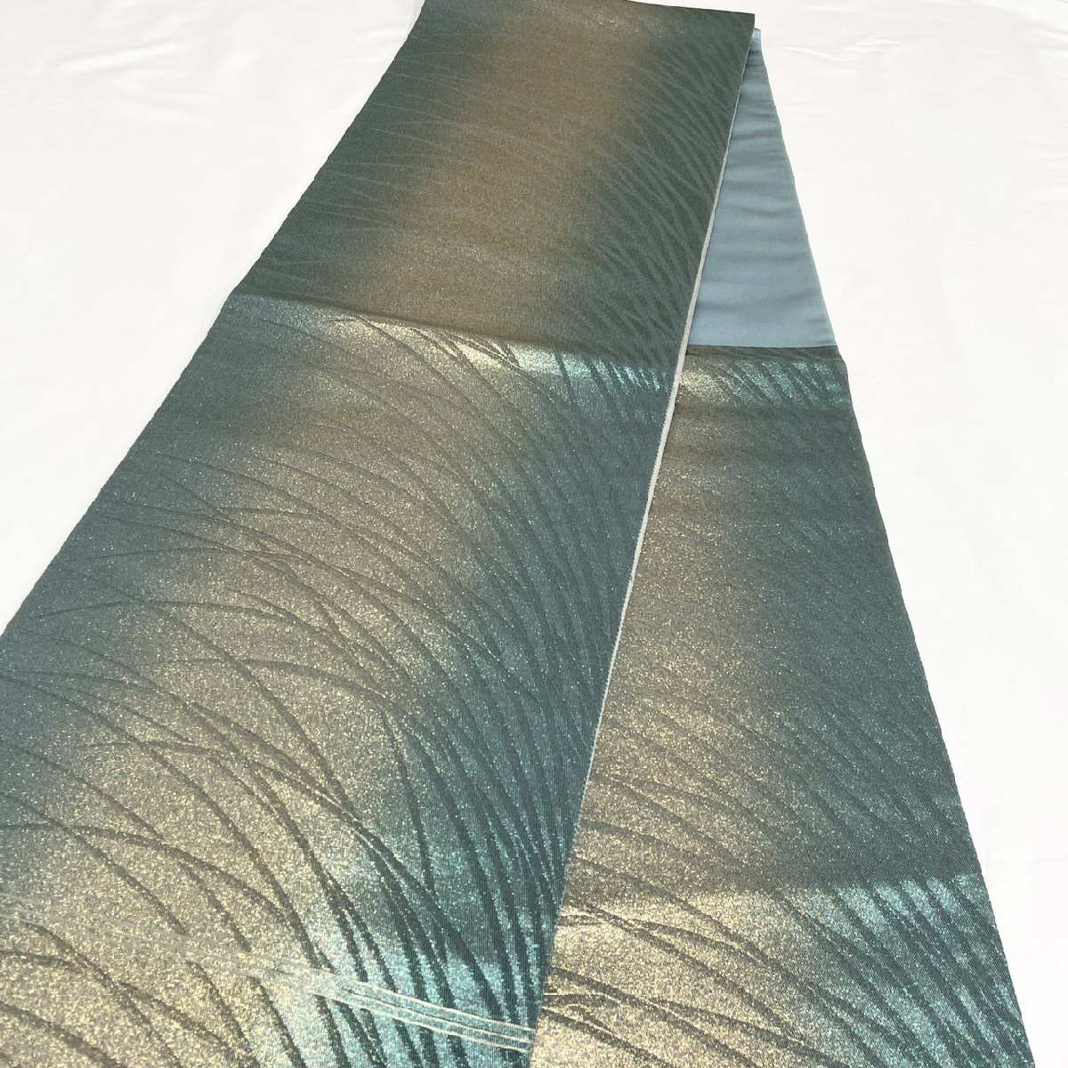 着物月花　月光シルク箔　袋帯　六通柄　正絹　金銀糸　ob6359_画像6