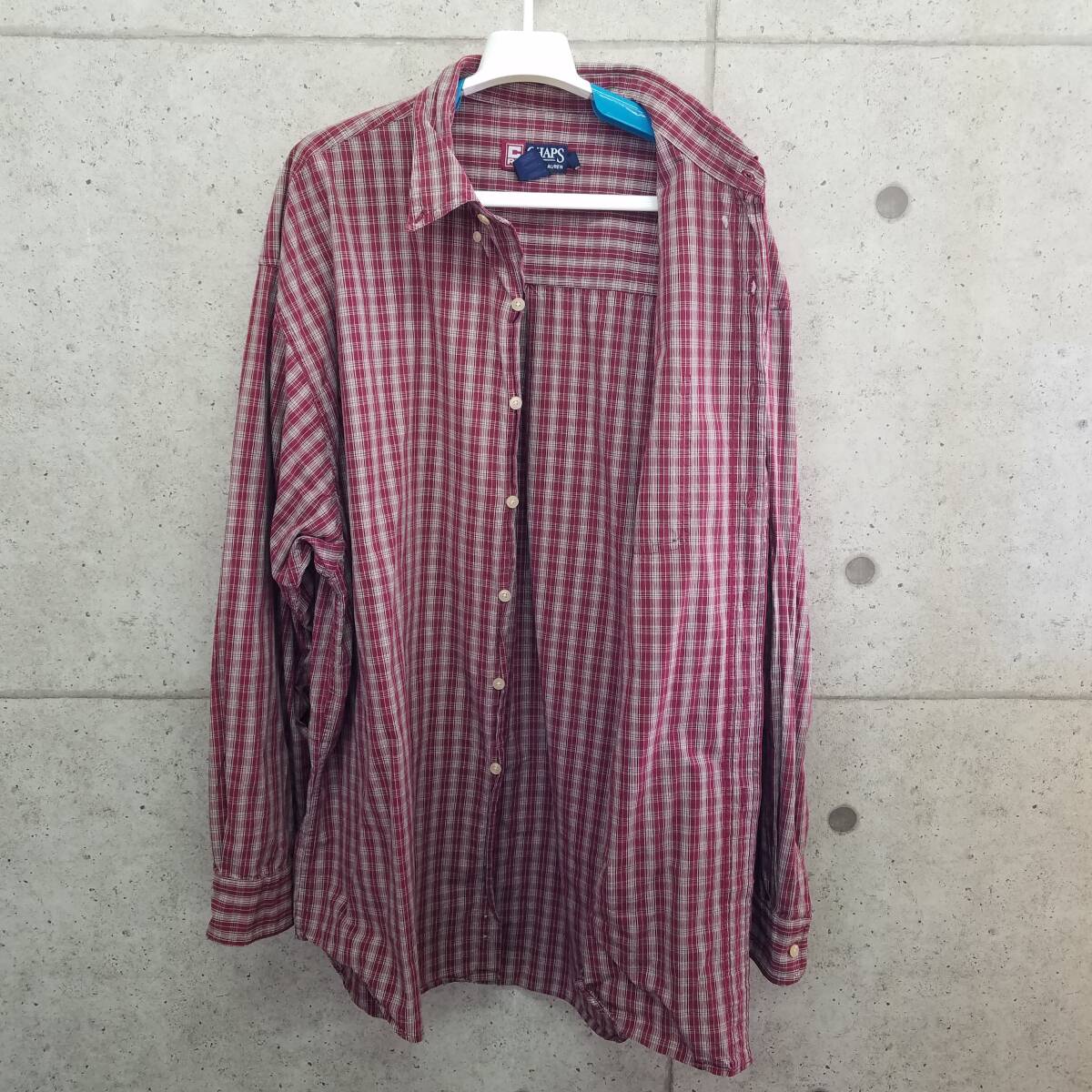 中古 アメリカ古着 CHAPS チャップス 長袖シャツ メンズ 2XLサイズ XXL 3L 赤 ベージュ 黒 チェック ビンテージ カジュアル 送料無料_画像4