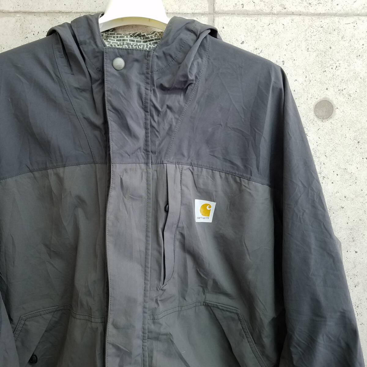 希少 中古 アメリカ古着 Carhartt カーハート ナイロンジャケット パーカー メンズ Lサイズ 灰色 グレー ウィンドブレーカー 防水 送料無料_画像1