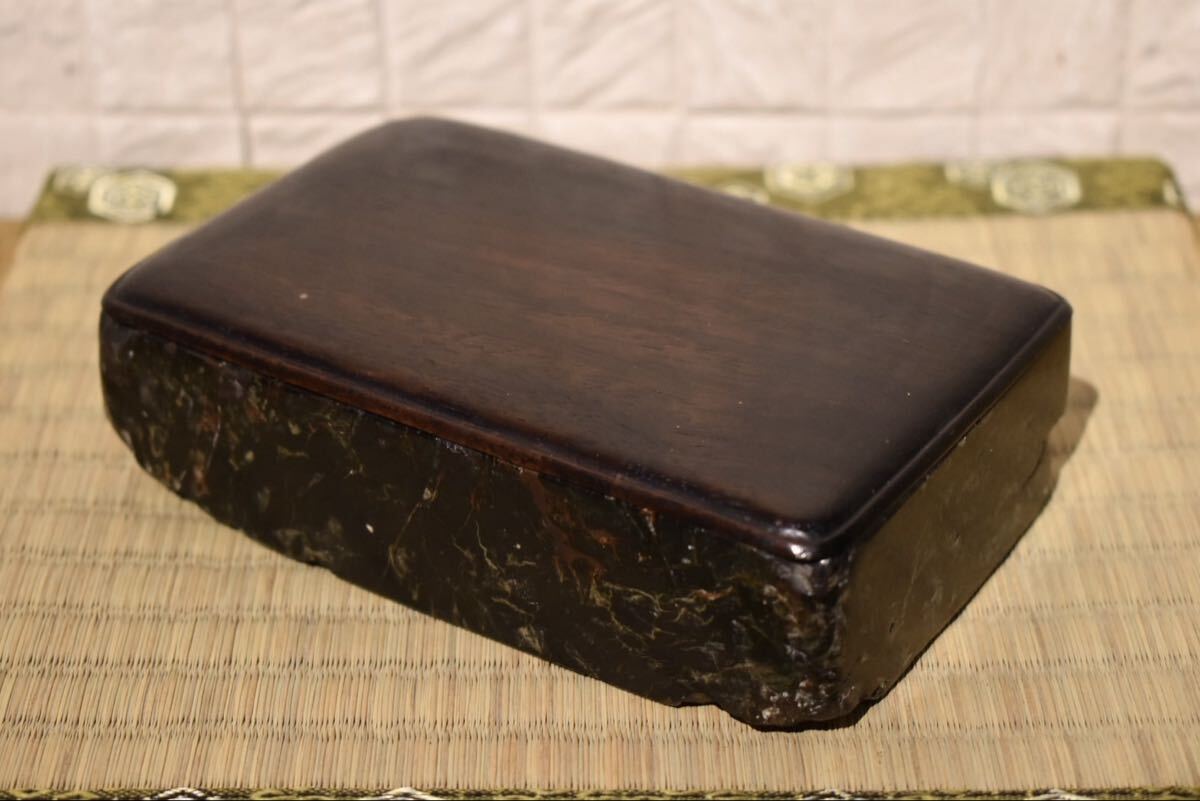 ⭐珍物! 中国清時代 墨置台 文房四宝 古玩 古美術 書道具 骨董品 レア物 GE】Z129【コレクター所蔵品】時代 竹葉石硯/中国美術 文房四宝