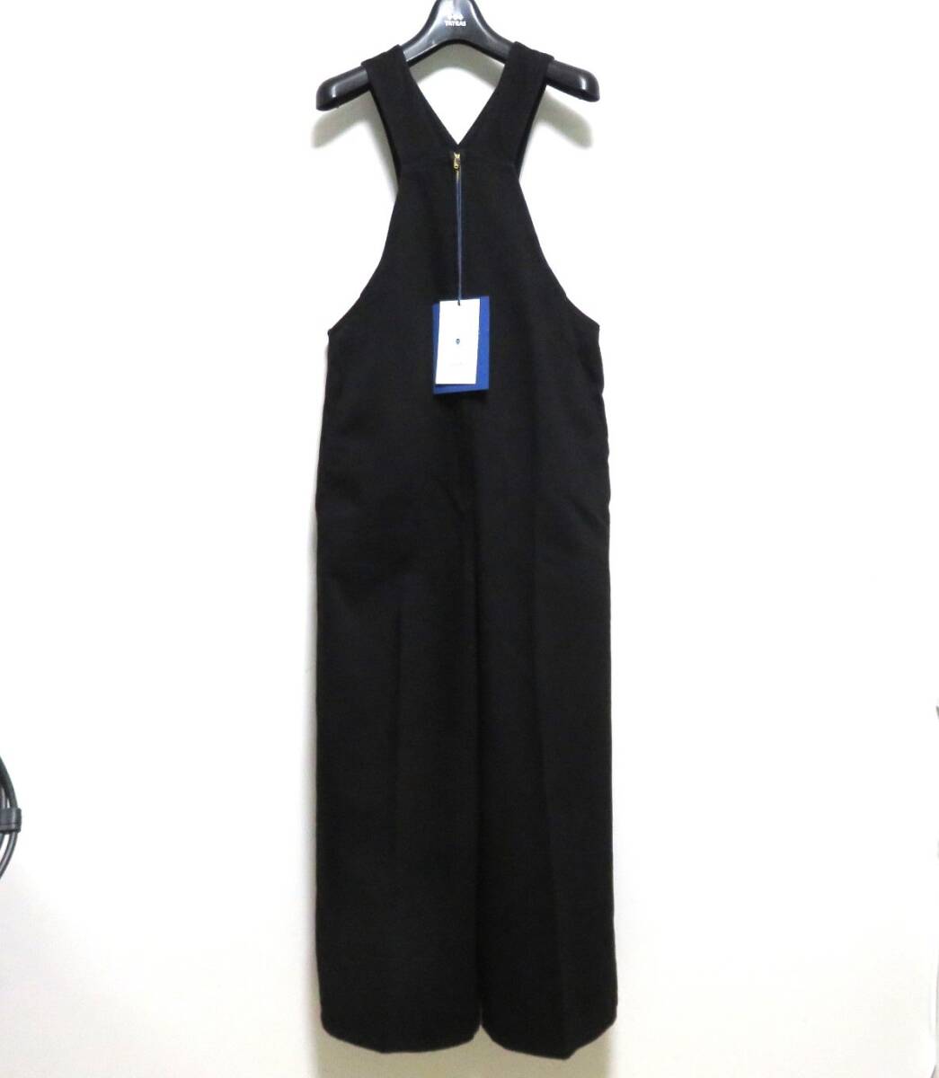 定価4.2万 新品 CURRENTAGE フロントジップ デニム サロペット 8 ブラック 日本製 カレンテージ オールインワン パンツ オーバーオール_画像1