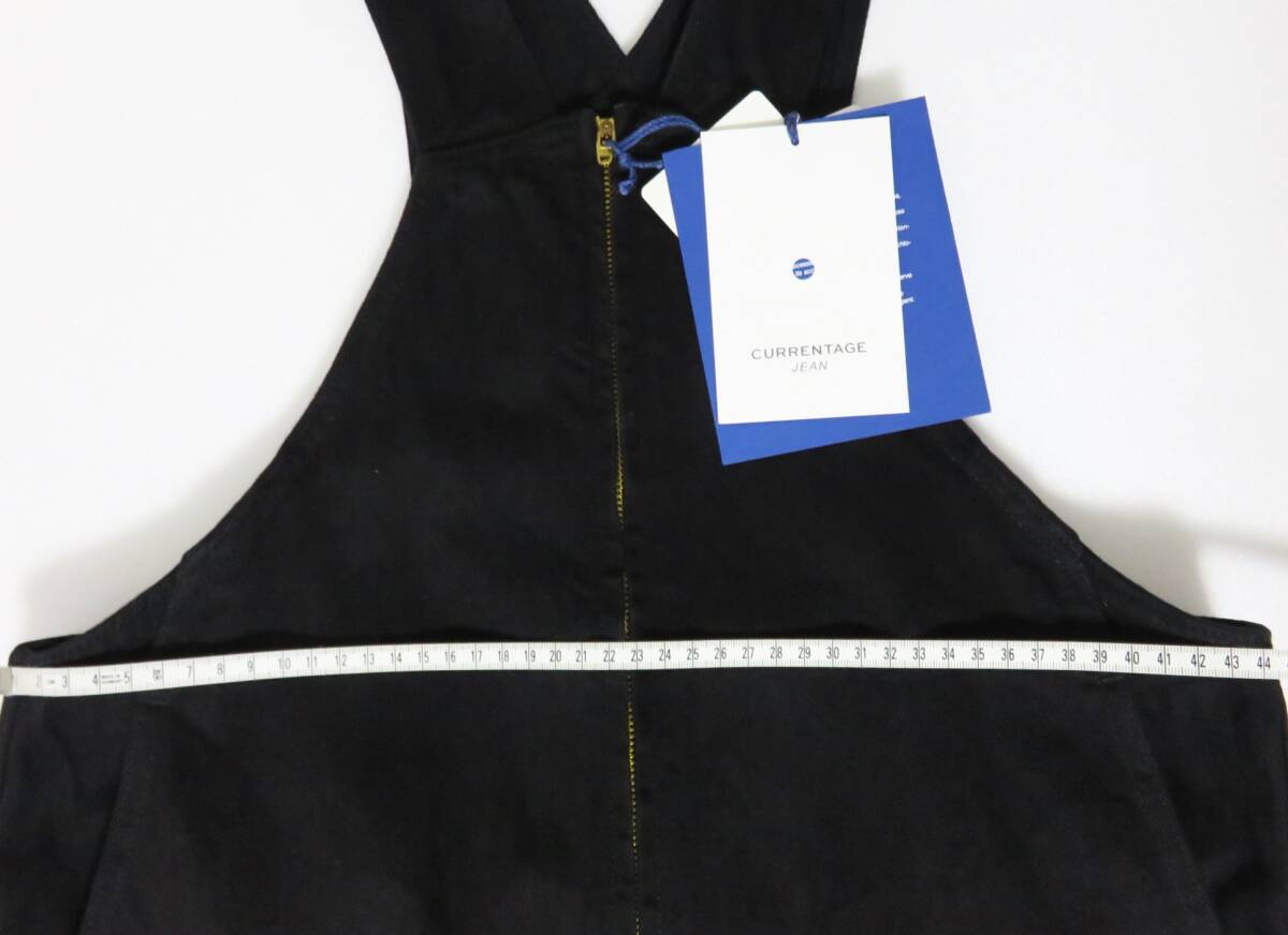 定価4.2万 新品 CURRENTAGE フロントジップ デニム サロペット 8 ブラック 日本製 カレンテージ オールインワン パンツ オーバーオール_画像7