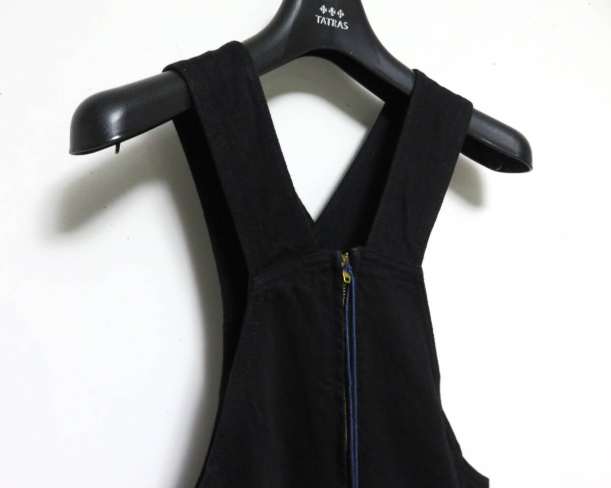 定価4.2万 新品 CURRENTAGE フロントジップ デニム サロペット 8 ブラック 日本製 カレンテージ オールインワン パンツ オーバーオール_画像2