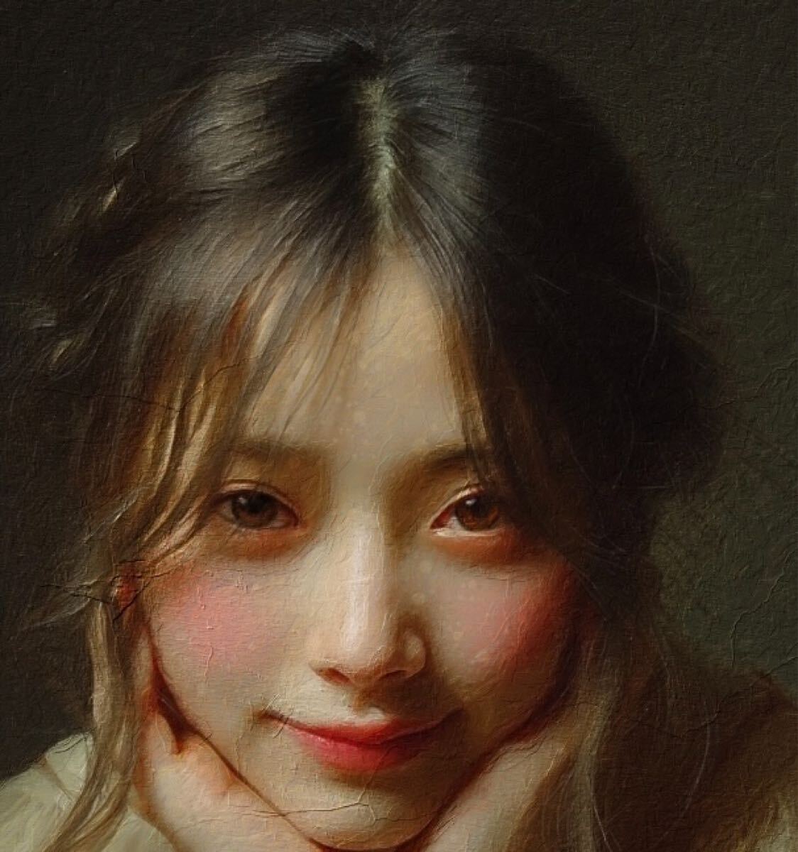 【至高のアート作品・最高級絵画】リアリズム作画・美しい女性をモデルのアート作品 板材に映し出された美しい女性をモデルにしたリアリズム人物画