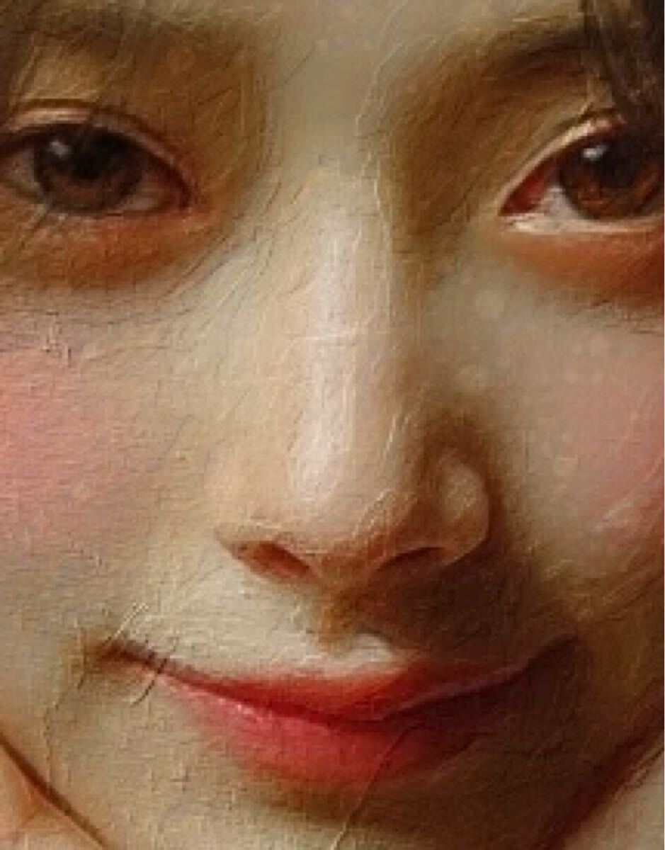 【光り輝く笑顔の美しい女性の絵】油絵風の肖像画・人物画 美人画・美しい女性をモデルにした油絵風アート作品】人物画