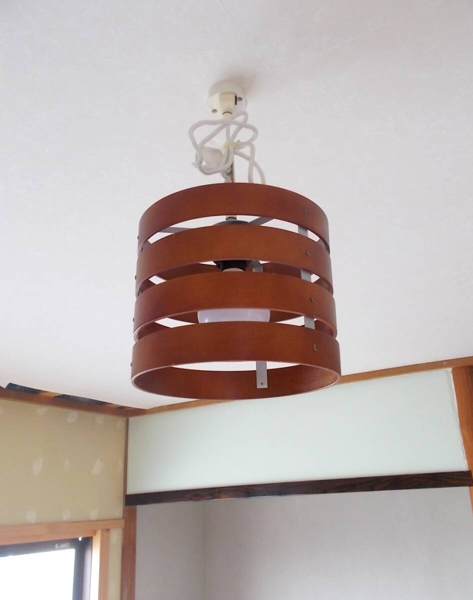 吊り下げ ペンダントライト/ランプ⑤★1燈(100W)★木制シェード/ブラウン★★ニトリ★天井照明★