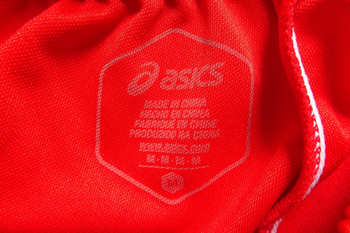 asics/アシックス/2062A015/ショートパンツ/ひざ上丈/SS19サンプル/光沢感/脇白切替/ロゴししゅう/赤/レッド/女子用Lサイズ(7/14R7)_画像3