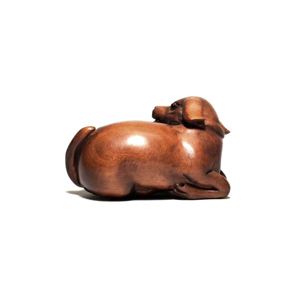  netsuke Самшит мелколистный собака деликатный скульптура из дерева собака [b13-12]