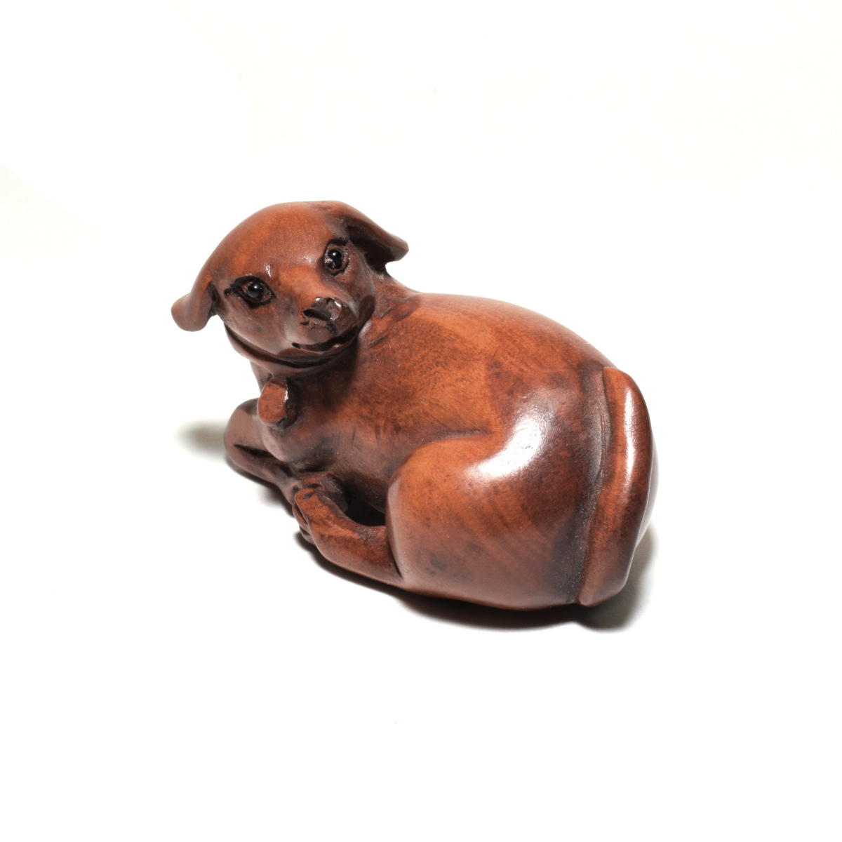  netsuke Самшит мелколистный собака деликатный скульптура из дерева собака [b13-12]