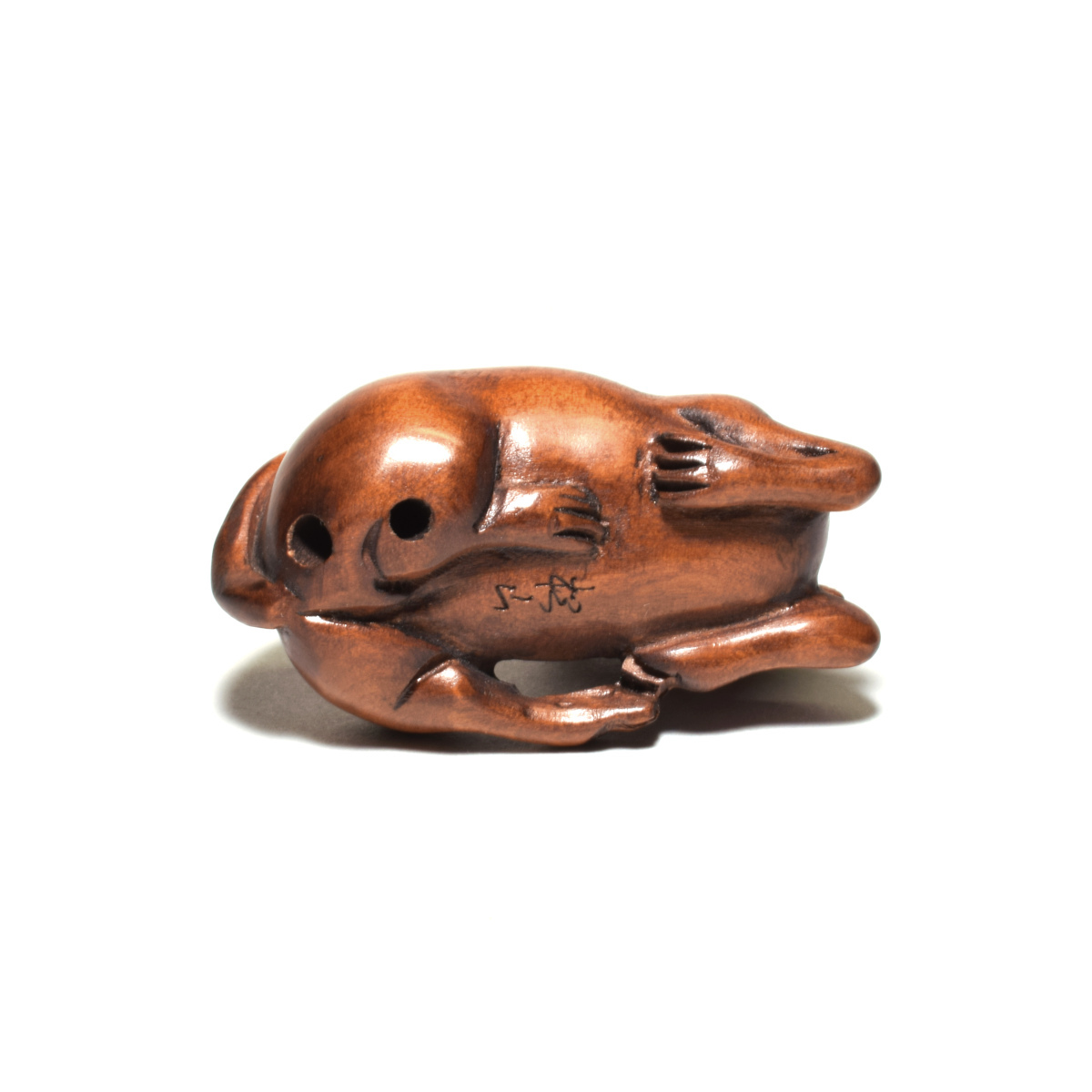  netsuke Самшит мелколистный собака деликатный скульптура из дерева собака [b13-12]
