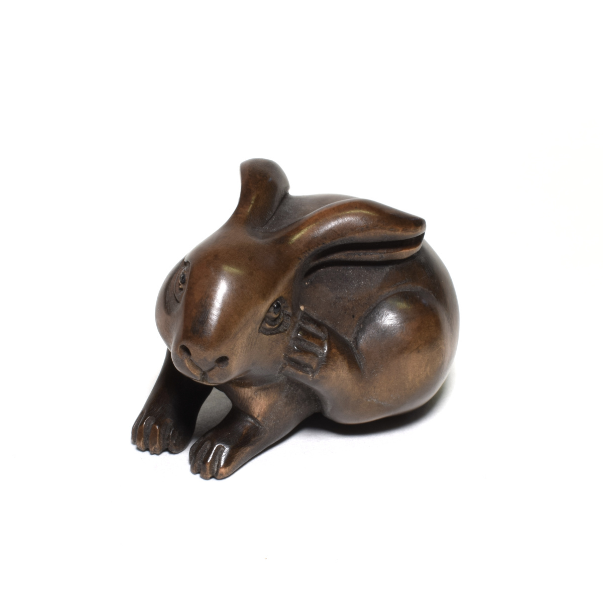  netsuke Самшит мелколистный . деликатный скульптура из дерева заяц [b14-1]