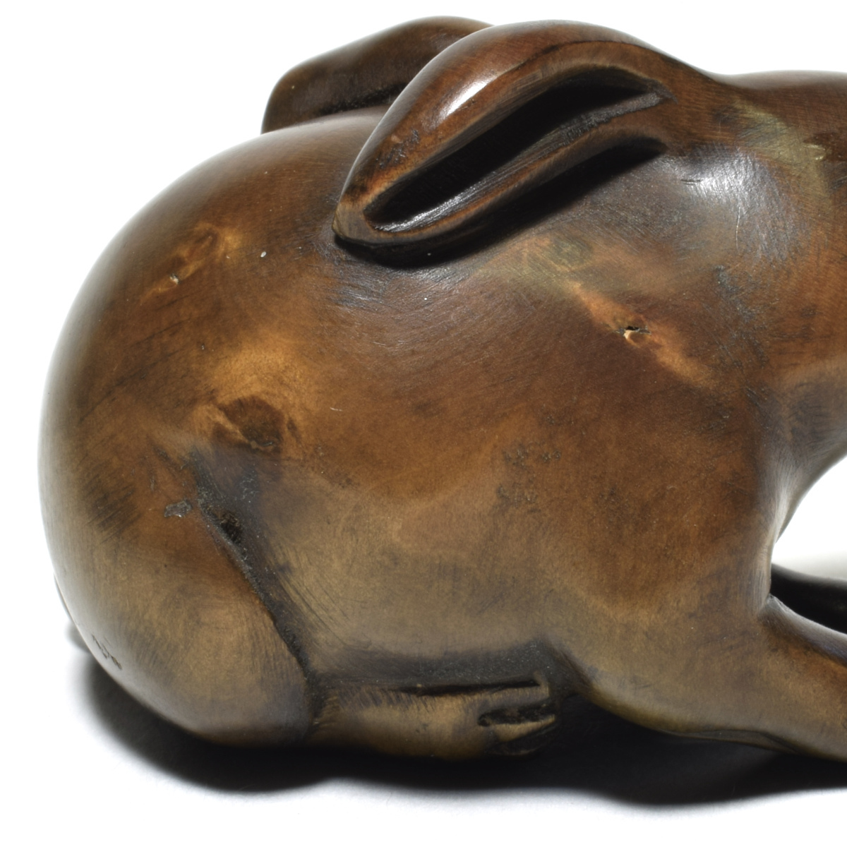  netsuke Самшит мелколистный . деликатный скульптура из дерева заяц [b14-1]