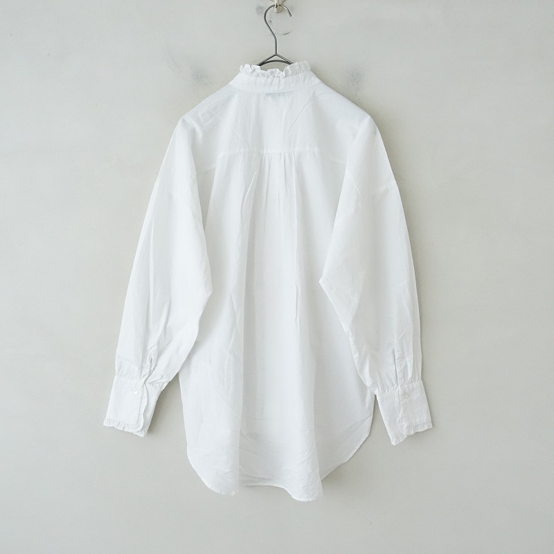 ザラ ZARA *コットンフリルピンタックギャザーレースブラウス*XS/24綿ホワイト白シャツ(25-2506-152)【20G52】_画像2