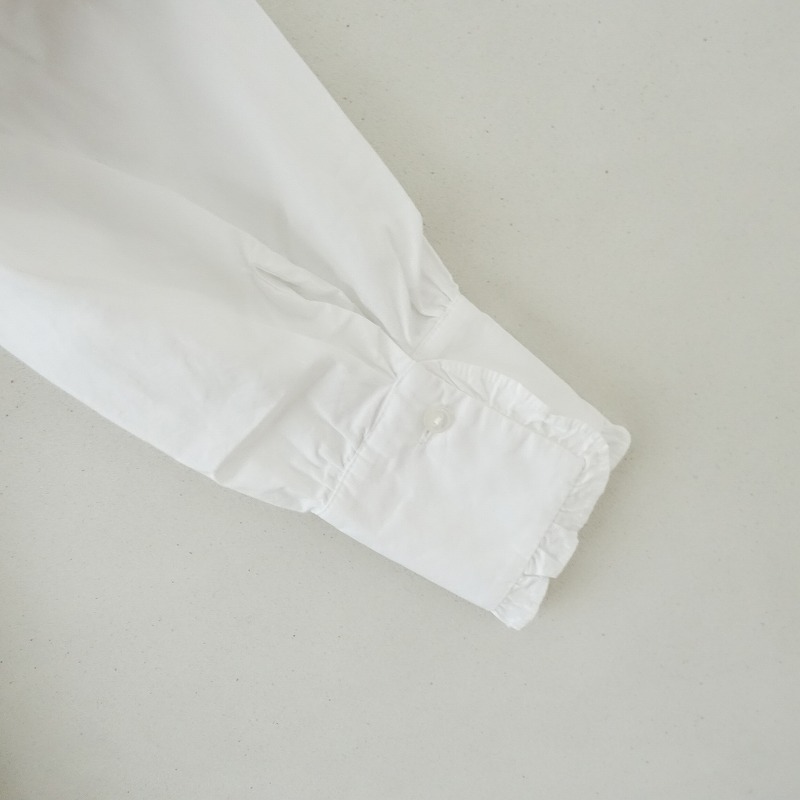 ザラ ZARA *コットンフリルピンタックギャザーレースブラウス*XS/24綿ホワイト白シャツ(25-2506-152)【20G52】_画像4