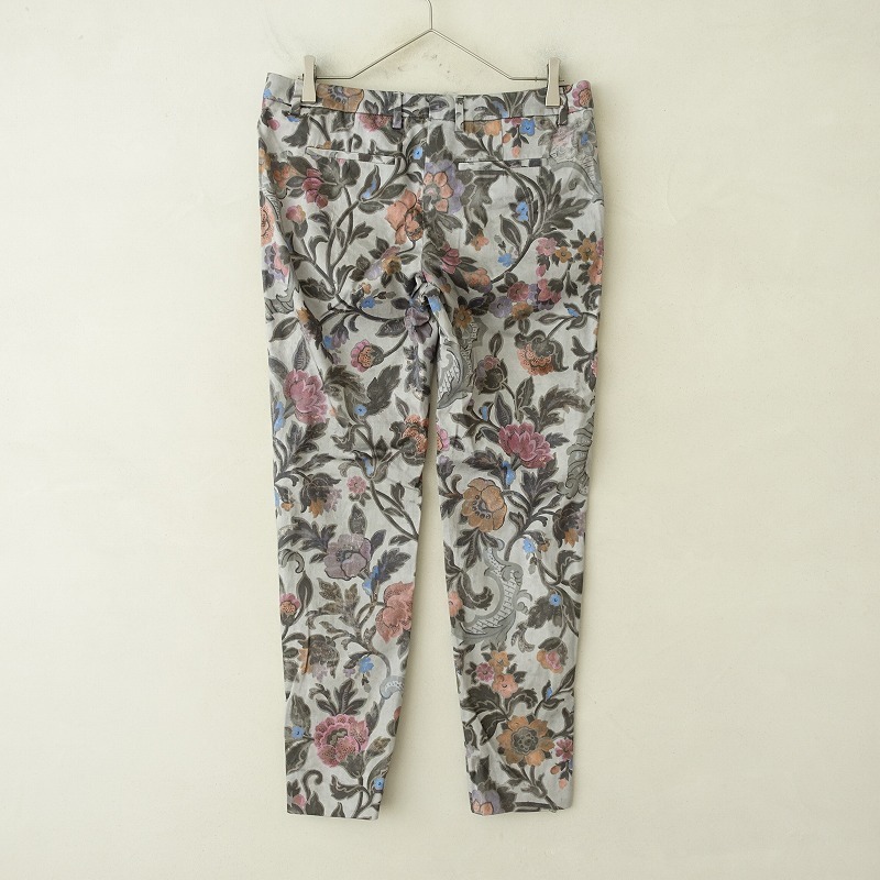 ドリスヴァンノッテン DRIES VAN NOTEN *プリントパンツ*38綿混グレー系フラワー総柄テーパード裾ジッパー(25-2506-102)【03F52】_画像2