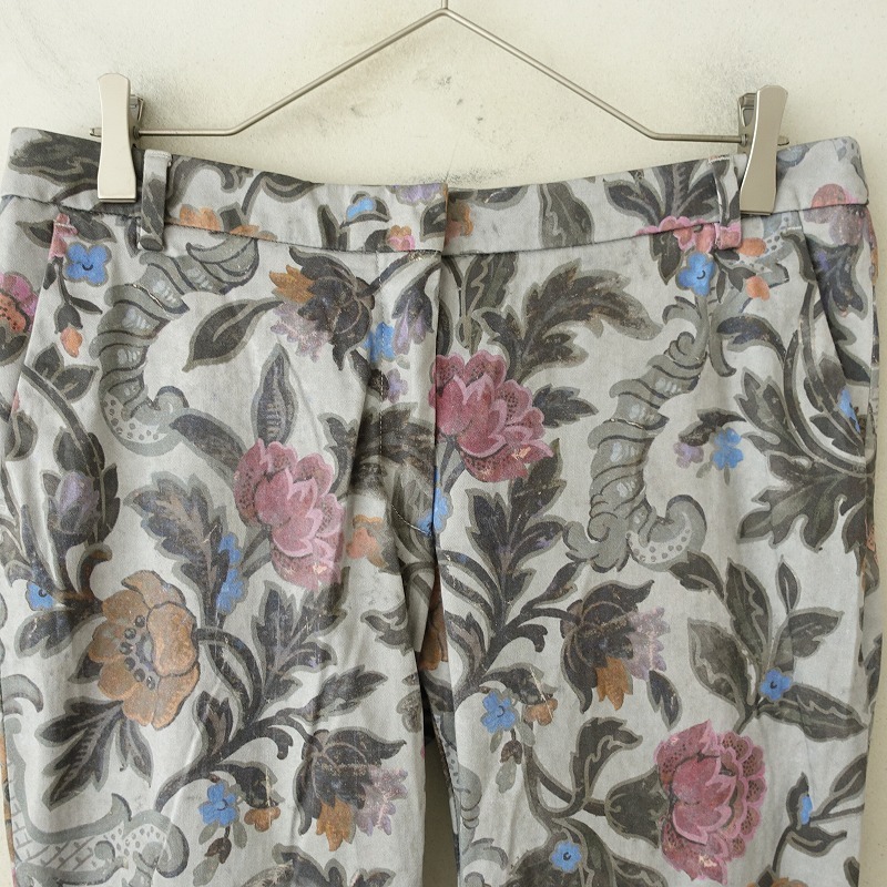 ドリスヴァンノッテン DRIES VAN NOTEN *プリントパンツ*38綿混グレー系フラワー総柄テーパード裾ジッパー(25-2506-102)【03F52】_画像3