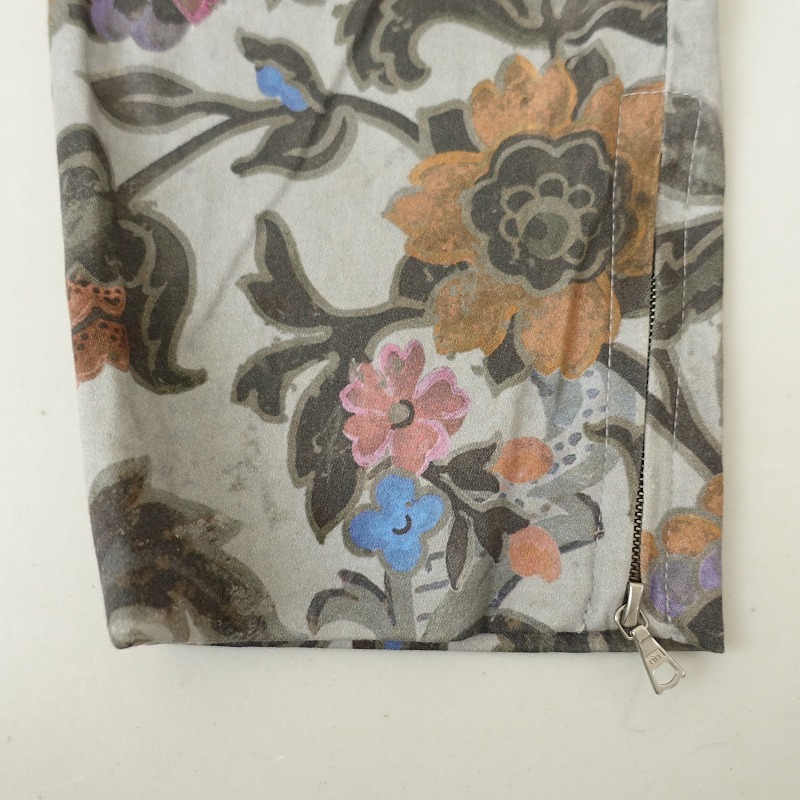 ドリスヴァンノッテン DRIES VAN NOTEN *プリントパンツ*38綿混グレー系フラワー総柄テーパード裾ジッパー(25-2506-102)【03F52】_画像4