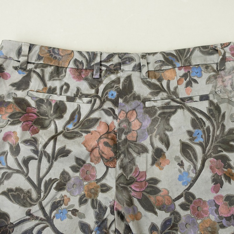 ドリスヴァンノッテン DRIES VAN NOTEN *プリントパンツ*38綿混グレー系フラワー総柄テーパード裾ジッパー(25-2506-102)【03F52】_画像6