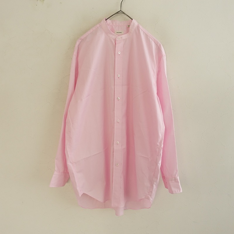 【定価6.6万】ブラミンク BLAMINK *バンドカラーシャツ*38コットン綿ピンクブラウス長袖ロングスリーブ(1-2506-46)【30G52】