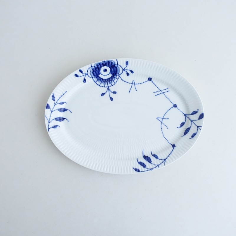 【北欧】美品/ロイヤルコペンハーゲン*ブルーフルーテッドメガ オーバルプレート*食器お皿【陶器】(wa87-2506-83)【80G52】_画像1