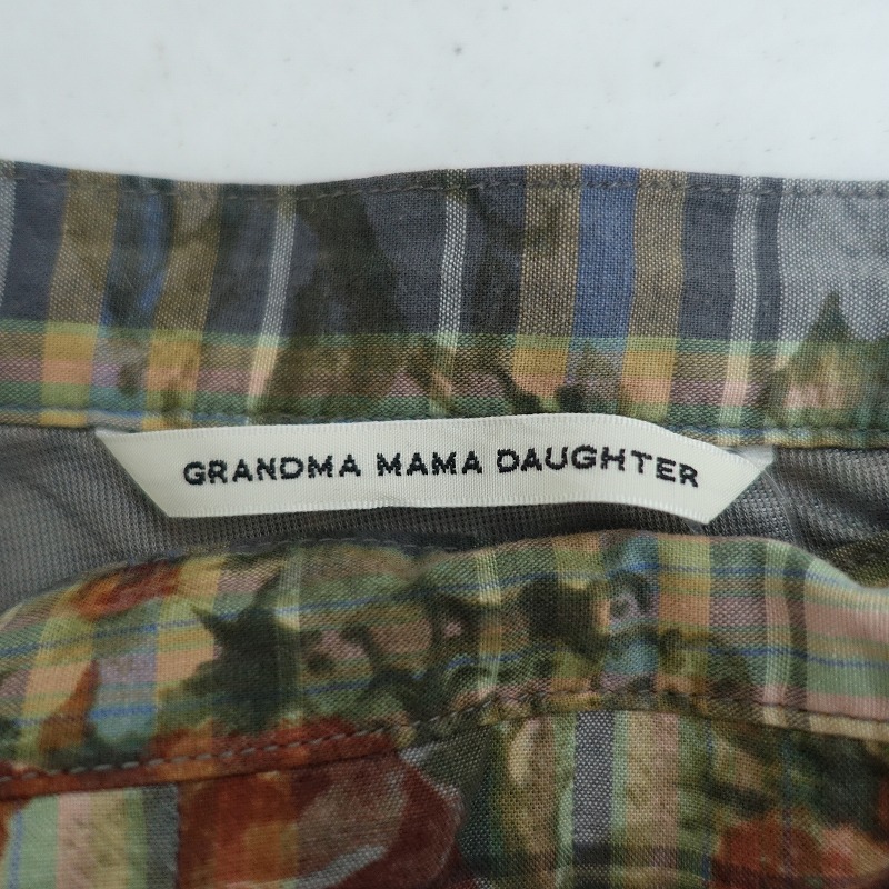 グランマママドーター GRANDMA MAMA DAUGHTER *チェック×フラワープリントソフトプリーツスカート*0綿里地(sk2-2506-292)【90G52】