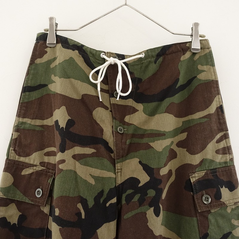 セリーヌ CELINE *コットンカモフラージュ柄カーゴパンツ*46綿ツイルカーキ迷彩ストレート(25-2504-307)【80E52】