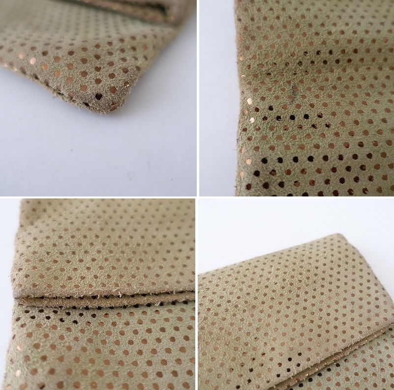  Anne утечка i-ruHENRY CUIR * замша клатч * бежевый золотой Gold точка полька-дот портфель сумка (ba85-2506-82)[01G52]