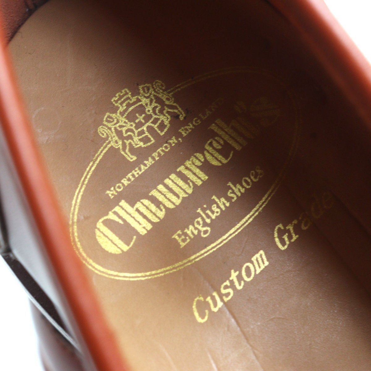 美品○CHURCH’S チャーチ PEMBREY レザー ラスト126 スプリットトゥ ヒールカウンター ペニーローファー ブラウン 6 メンズ_画像8