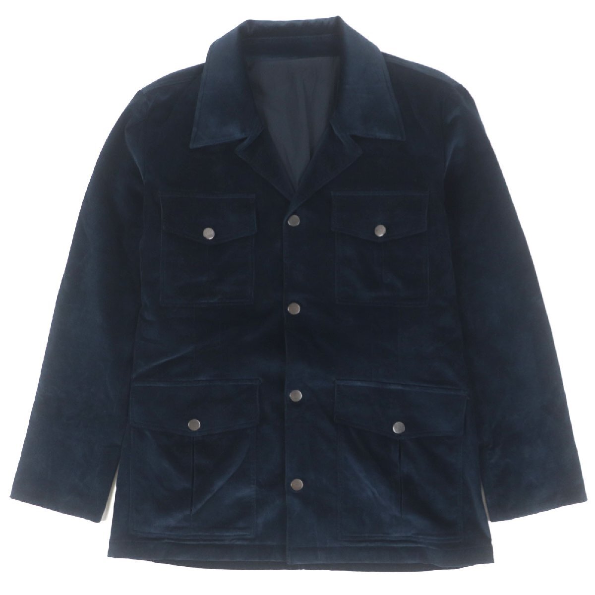 極美品▼GUCCI グッチ ヴィンテージ 15305 トムフォード期 コーデュロイ ロゴ入ボタン ジャケット ネイビー 48 イタリア製 正規品 メンズ