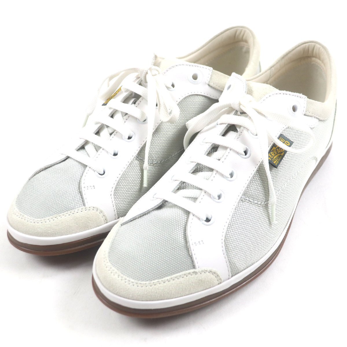  превосходный товар VSalvatore Ferragamo Salvatore Ferragamo кожа переключатель low cut спортивные туфли серый 8 коробка * сумка для хранения имеется Италия производства мужской 