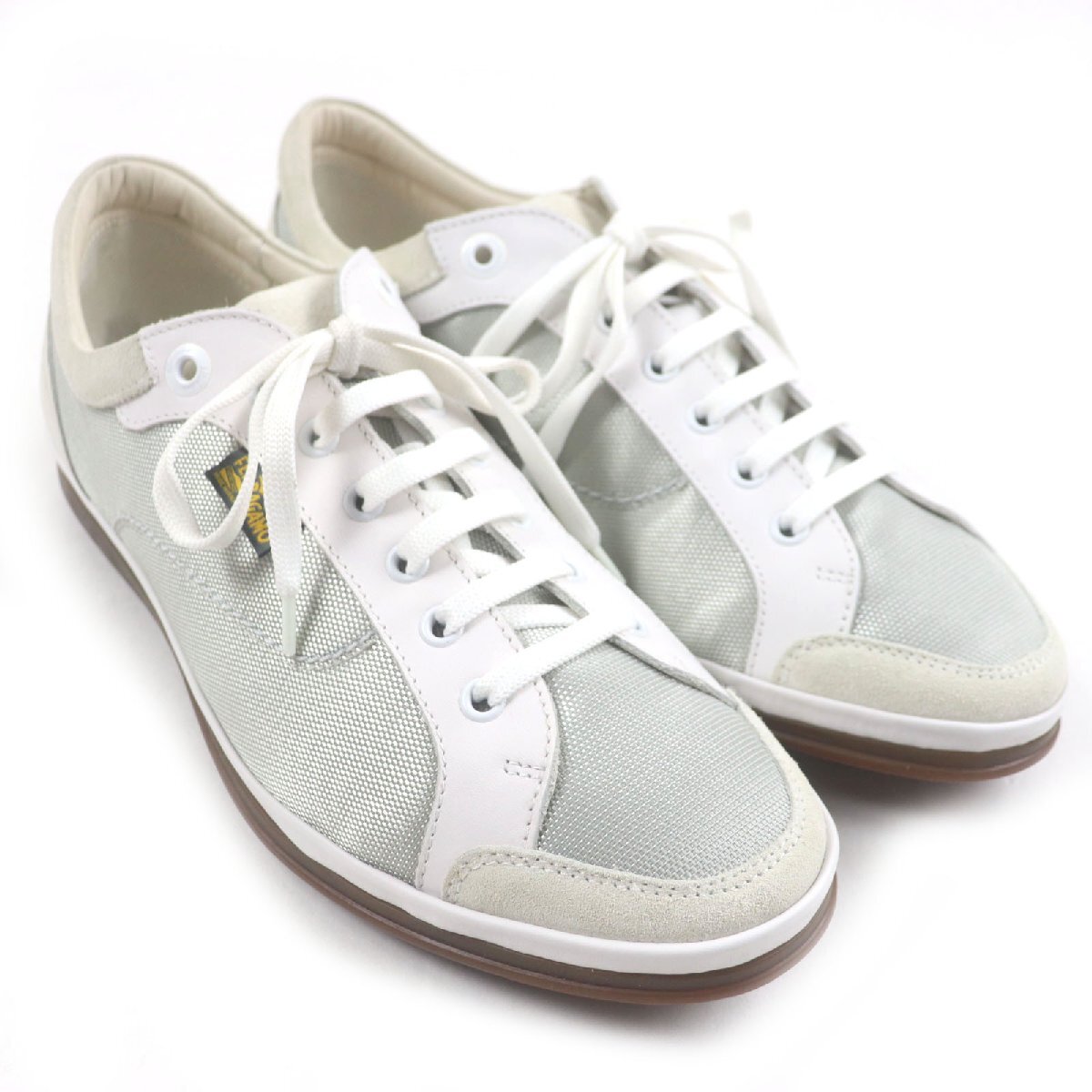  превосходный товар VSalvatore Ferragamo Salvatore Ferragamo кожа переключатель low cut спортивные туфли серый 8 коробка * сумка для хранения имеется Италия производства мужской 