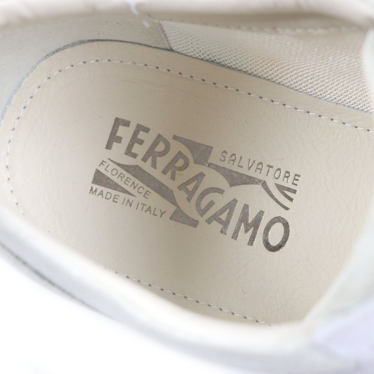  превосходный товар VSalvatore Ferragamo Salvatore Ferragamo кожа переключатель low cut спортивные туфли серый 8 коробка * сумка для хранения имеется Италия производства мужской 