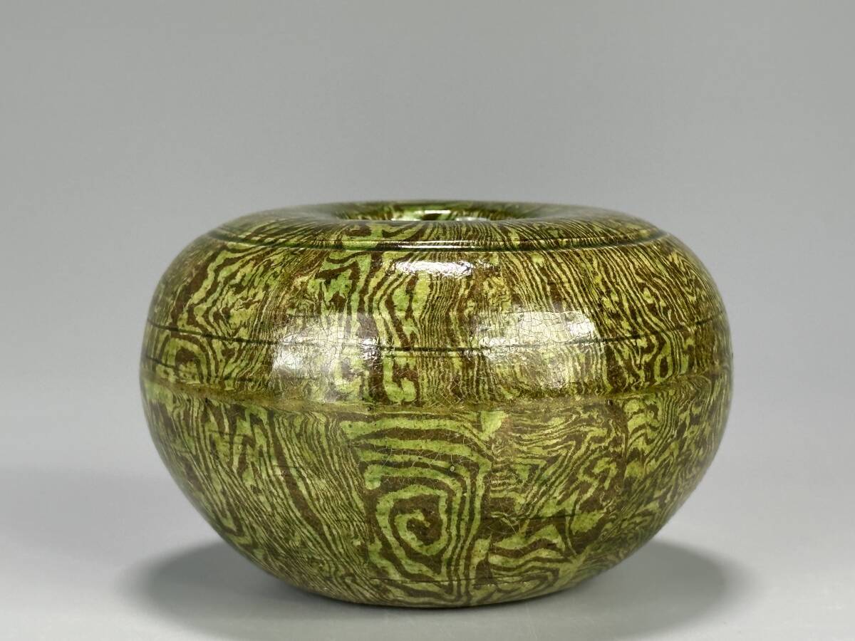 茶入。唐物茶入。宋時代。古美術。骨董品。舊家蔵出し。宋代。希少品。 UJ27-1 中国美術 唐〜宋時代 絞胎 水盂 罐 書道具 文房具 小壺