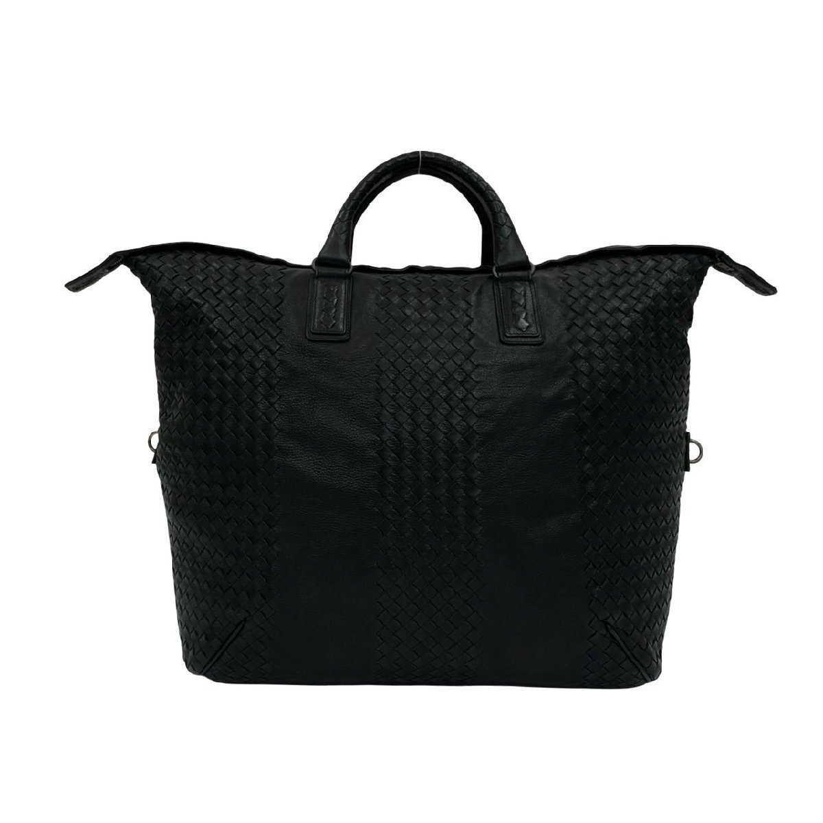 極 美品 希少品 BOTTEGA VENETA ボッテガヴェネタ イントレチャート レザー 本革 ハンドバッグ ボストンバッグ ブラック 黒 pgb72-5