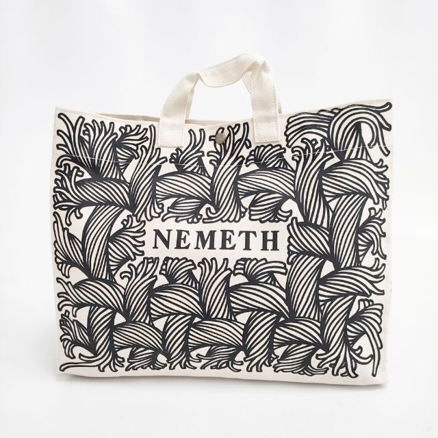 5-0710G∞NEMETH ロープ柄 キャンバストート トートバッグ アイボリー ブラック ネメス F96557
