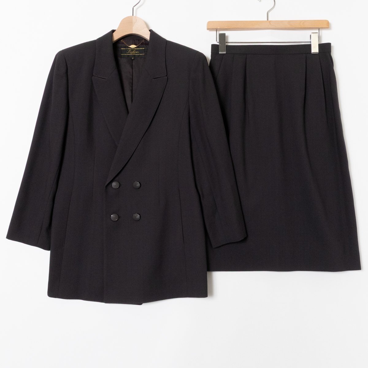 Leilian レリアン スカート ジャケット スーツ セットアップ 日本製 チャコール系 9 ウール ポリ レディース 上下セット 肩パッド_画像1