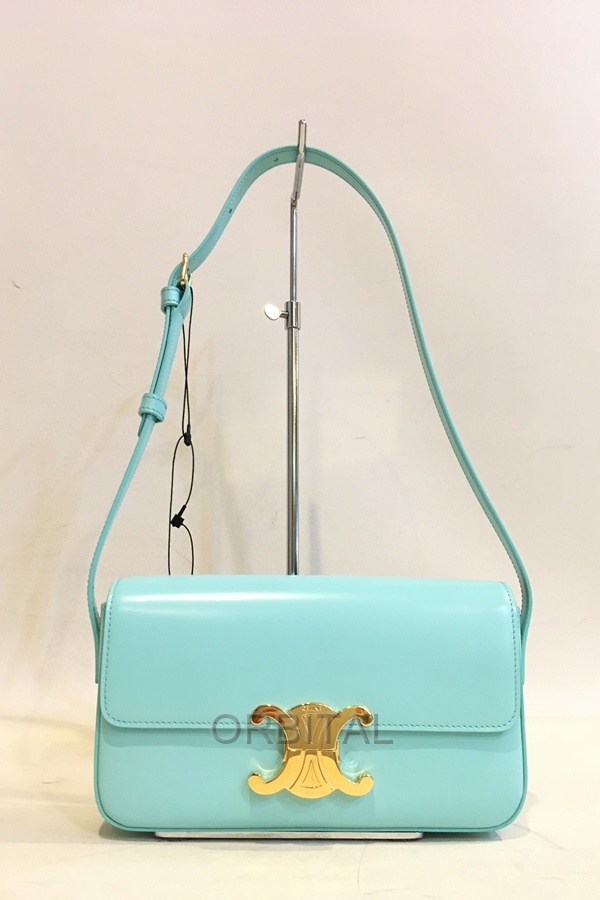 二子玉) CELINE セリーヌ 未使用(薄汚れ有)トリオンフ ショルダーバッグ クロード カーフスキン 194143BF4 定価401,500円