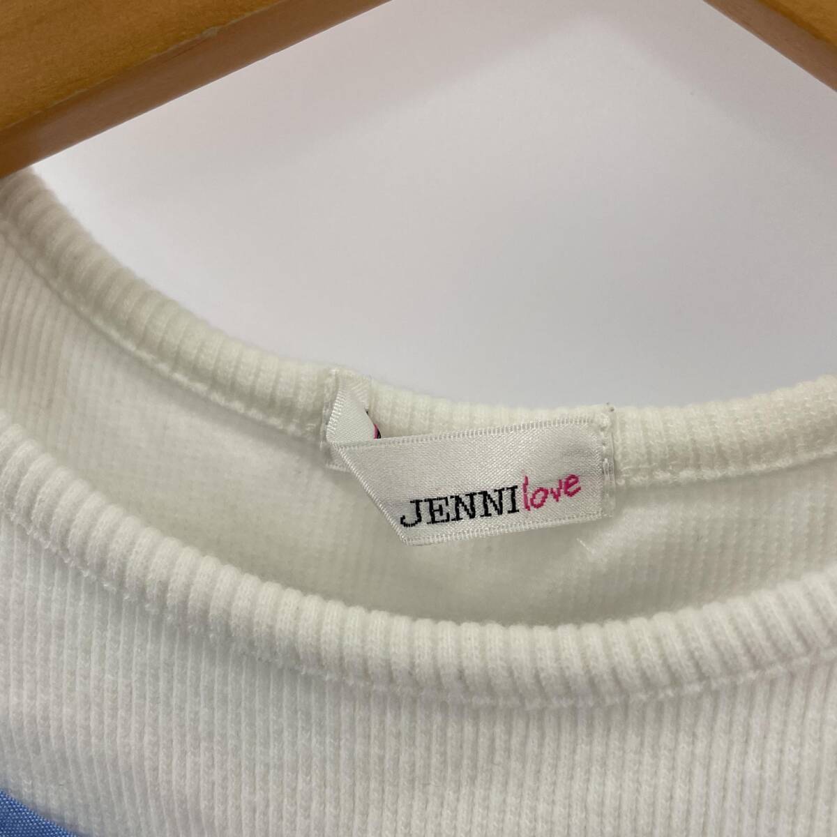 JENNI ジェニィ JENNI love ジェニィラブ オフショルダー カットソー size140cm /サックス×ホワイト ゆうパケットOK_画像2