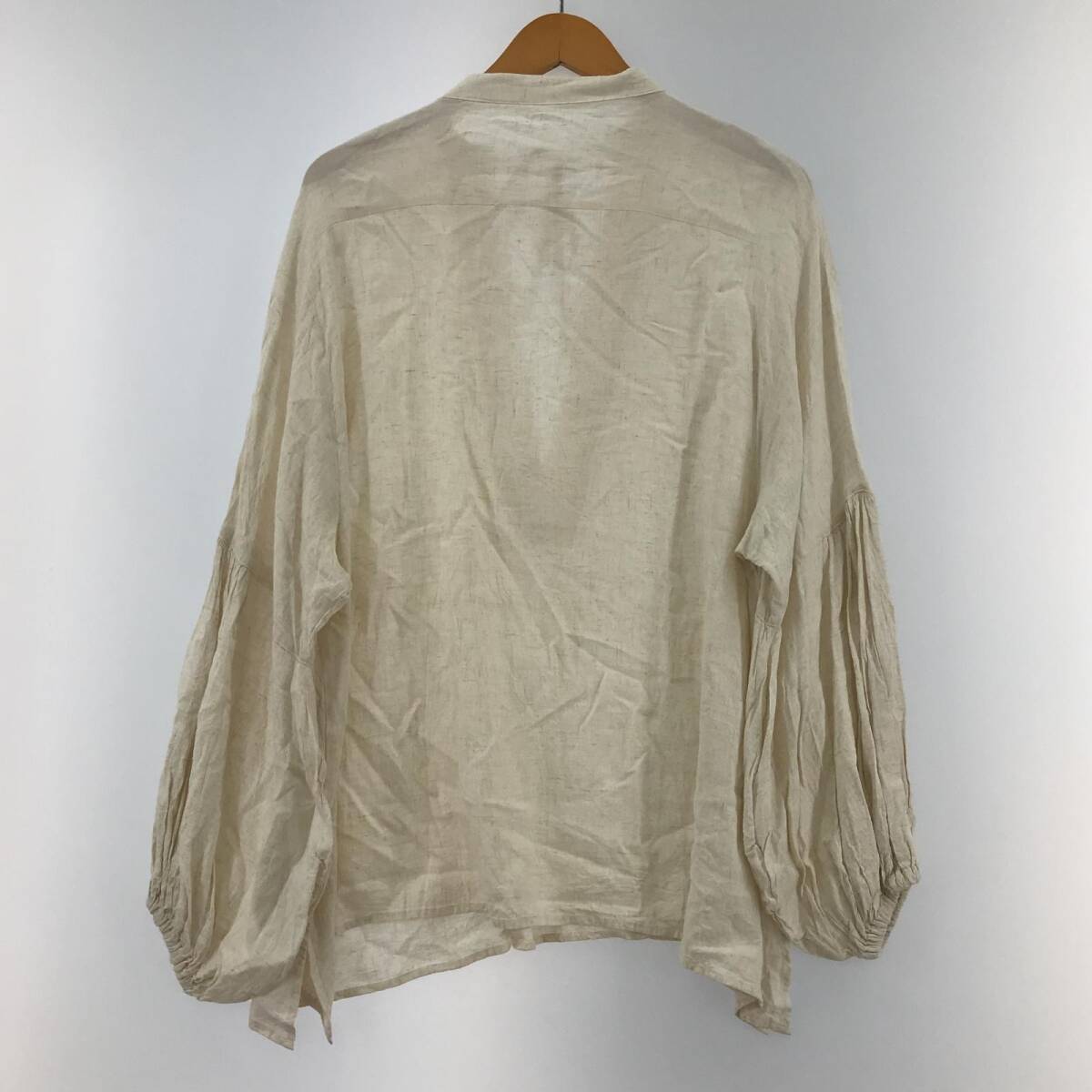 SELECT MOCA セレクトモカ ノーカラー 長袖シャツ sizeF/ライトベージュ_画像2