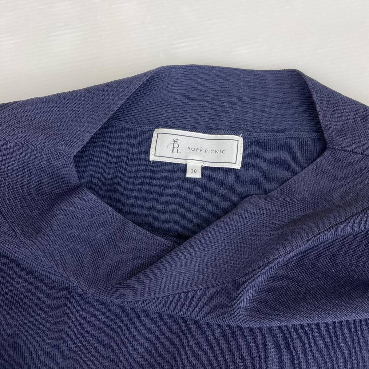 ROPE PICNIC ロペピクニック ボートネック 七分袖 ニット カットソー size38/ネイビー ゆうパケットOK_画像3