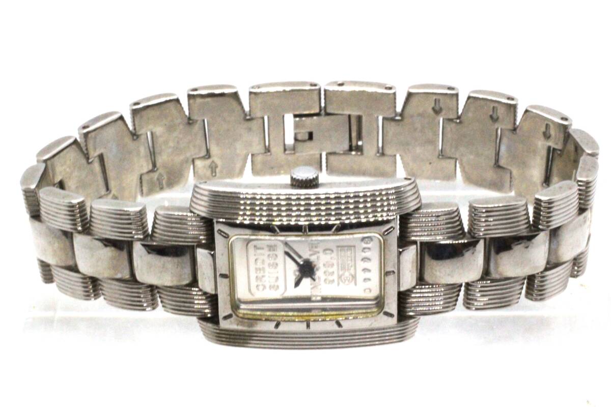 【CREDIT SUISSE】FINE SILVER 999.0 QUARTZIHGOT WATCH STAINLESS STEEL BACK 中古品時計 電池交換済み 25.7.13_画像5