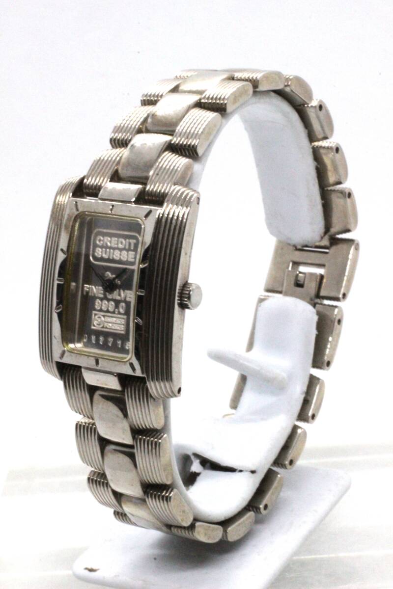 【CREDIT SUISSE】FINE SILVER 999.0 QUARTZIHGOT WATCH STAINLESS STEEL BACK 中古品時計 電池交換済み 25.7.13_画像3